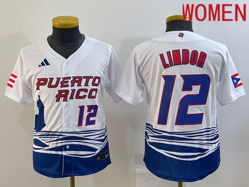 Women 2023 World Cub 12 Lindor White MLB Jersey